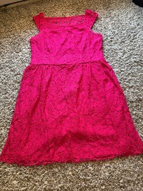 Jessica Simpson Hot Pink Lace Fit-and-Flare Dress